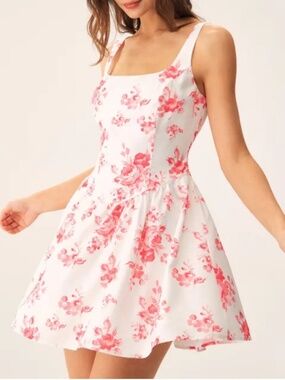 RIHOAS Pink & White Floral Lined Mini Dress NWT, Size XL